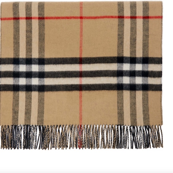 Burberry Reversible Giant Check To Solid Cashmere Scarf - Picture 10 of 15
